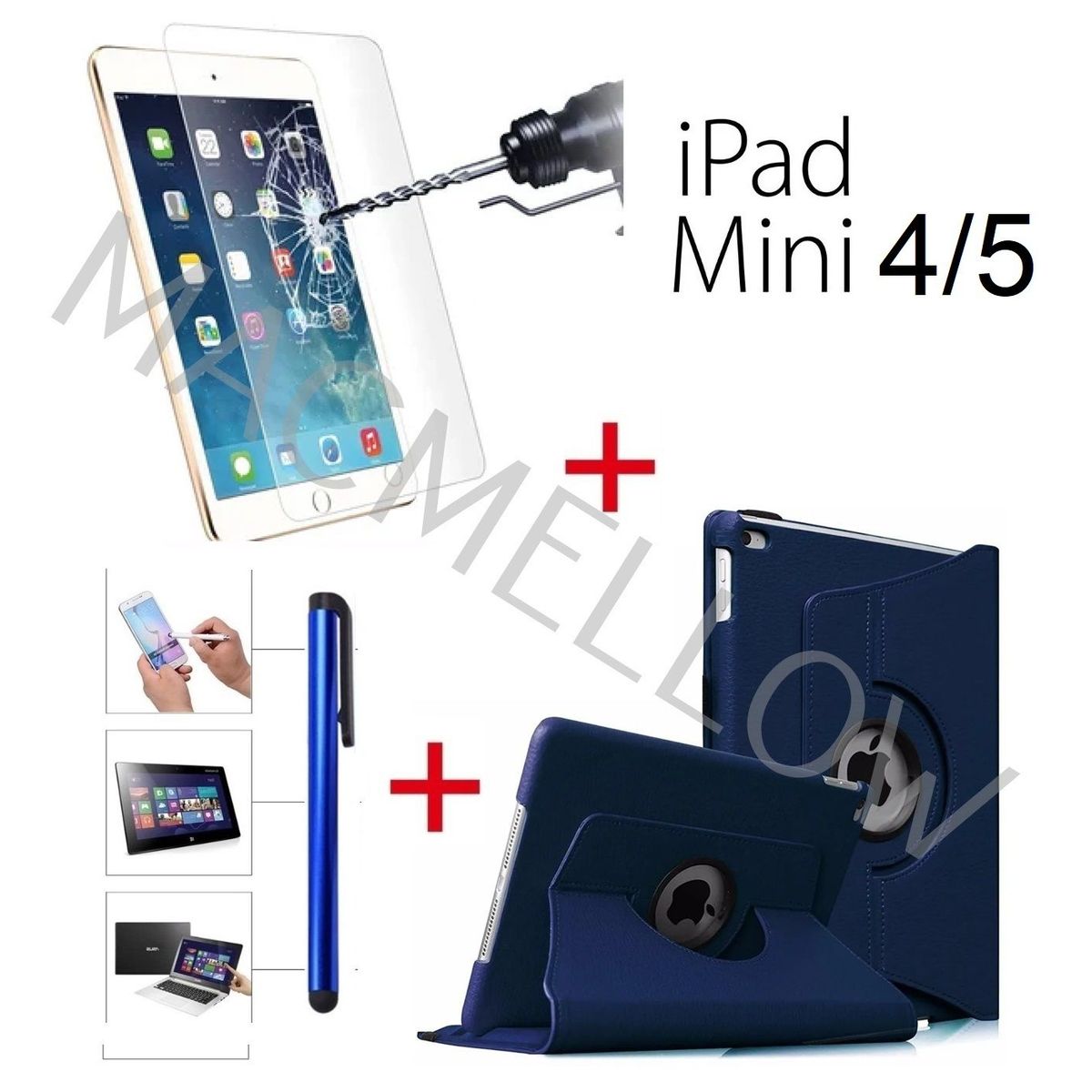GENERICO - Funda & Mica & Lapiz para iPad Mini 4 / 5 - A1538 A1550 A2124 A2126