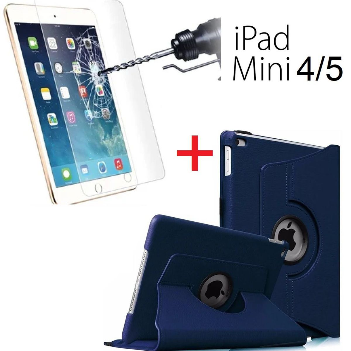 GENERICO - Funda & Mica de Vidrio para iPad Mini 4 / 5 - A1538 A1550 A2124 A2126