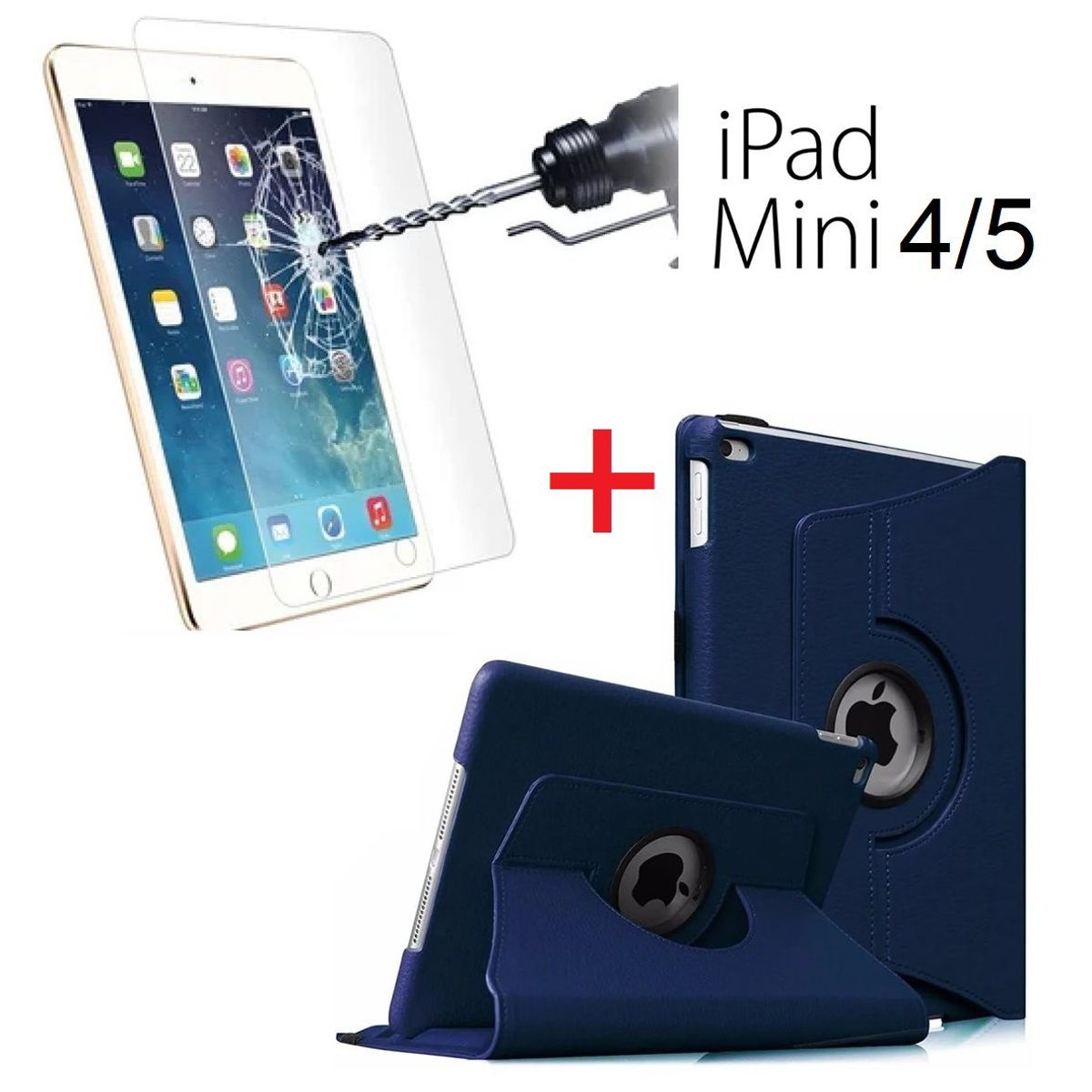 GENERICO - Funda & Mica de Vidrio para iPad Mini 4 / 5 - A1538 A1550 A2124 A2126