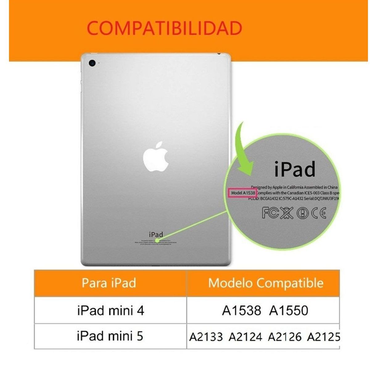 GENERICO - Funda & Mica de Vidrio para iPad Mini 4 / 5 - A1538 A1550 A2124 A2126