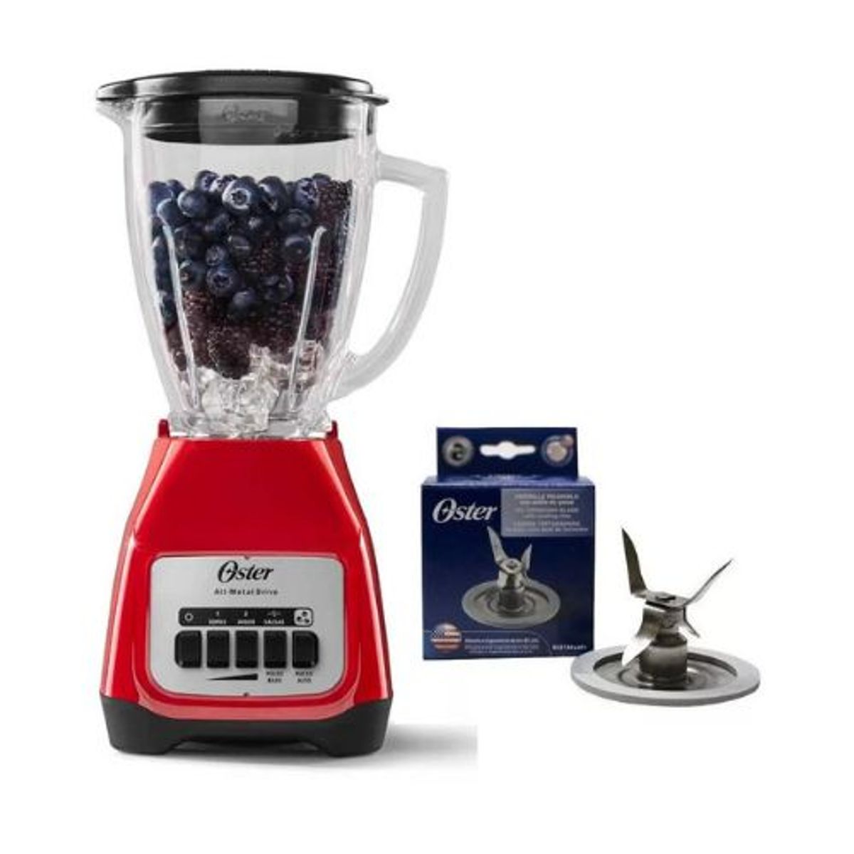 OSTER - Licuadora OSTER de 1.5 Litros 2 Velocidades BLSTKAG-RPB + Cuchilla Picahielo