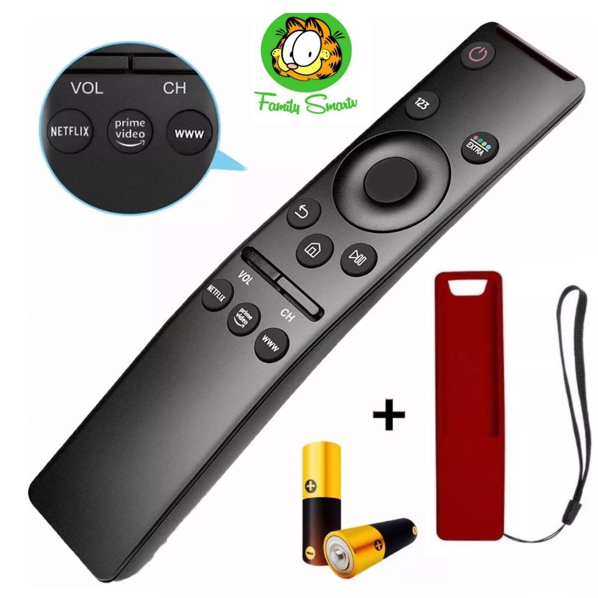 GENERICO - Control Remoto Samsung Smart Tv 4k Curve Uhd  Funda Roja Y Pila