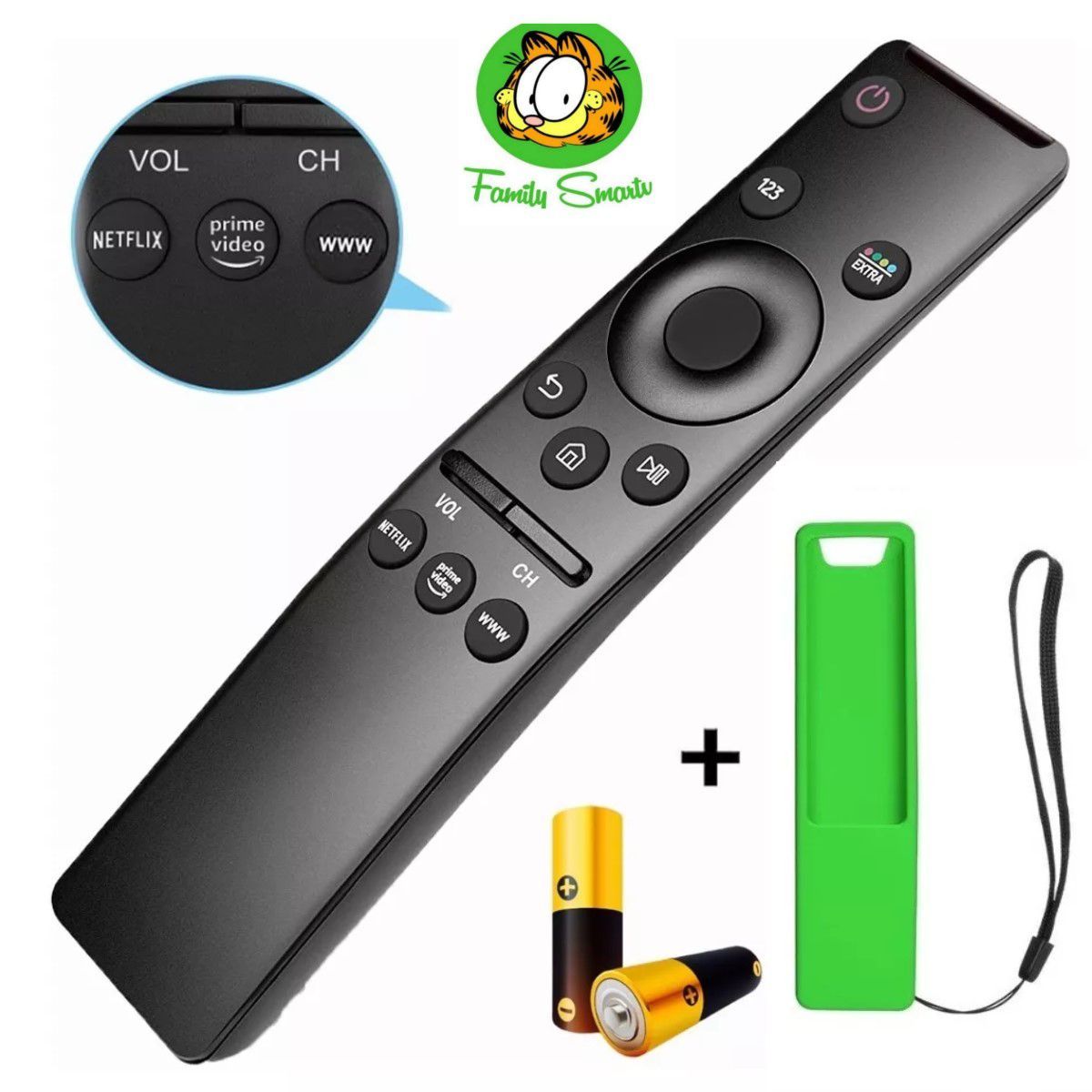 GENERICO - Control Remoto Samsung Smart Tv 4k Curve Uhd  Funda Verde Y Pila