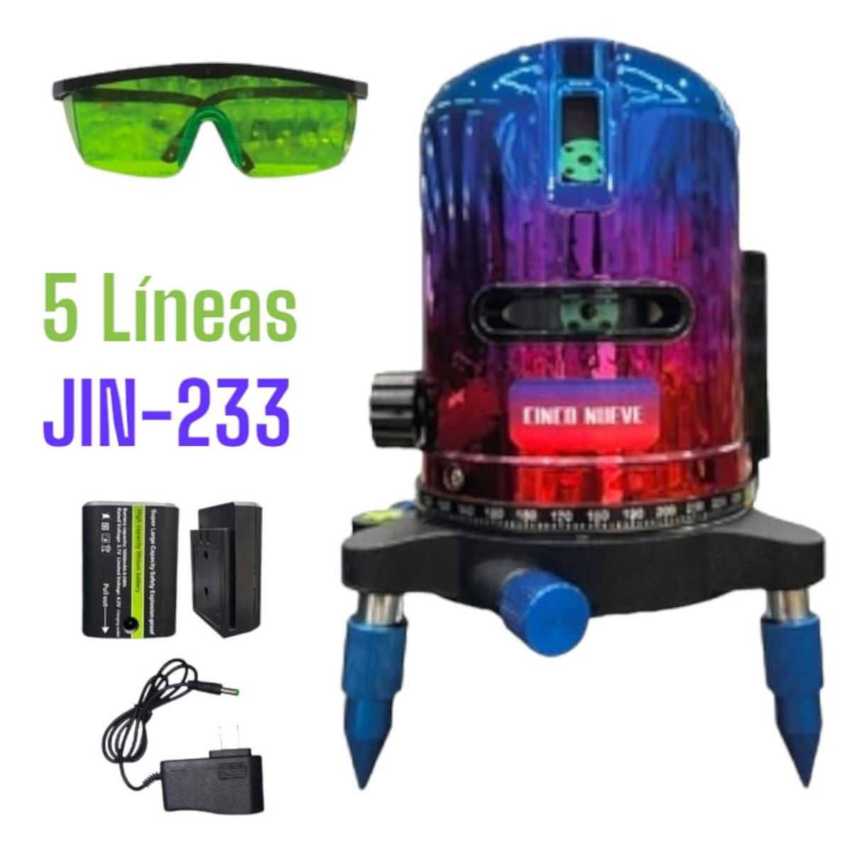 OEM - Maquina de Autonivelación Laser Verde Recargable de 5Líneas