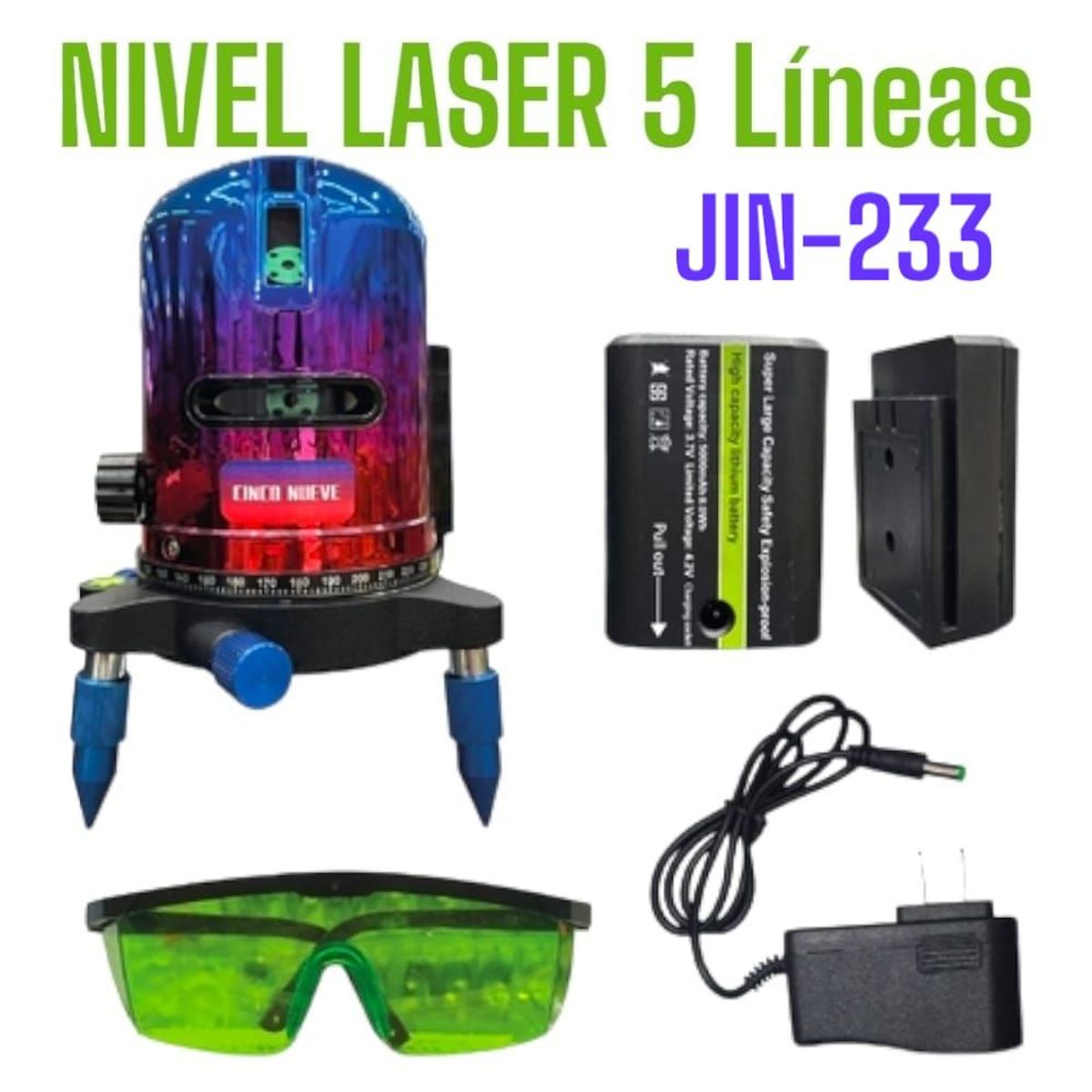 OEM - Maquina de Autonivelación Laser Verde Recargable de 5Líneas