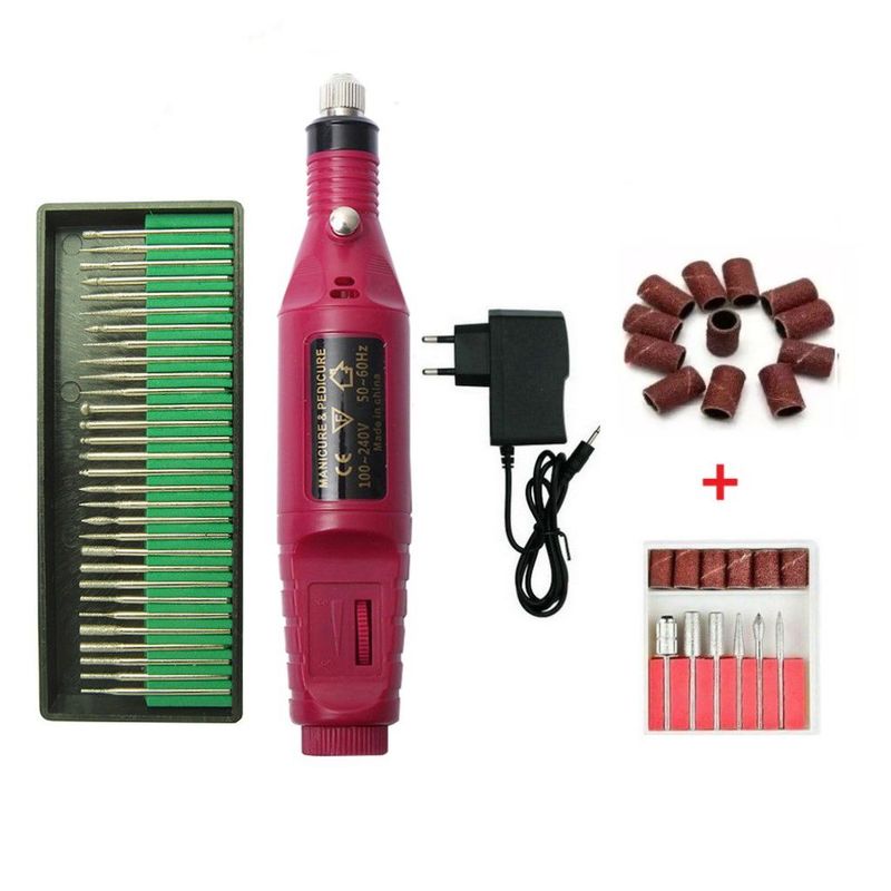 GENERICO - Pulidor eléctrico de uñas + set de 30 brocas + 10 lijas
