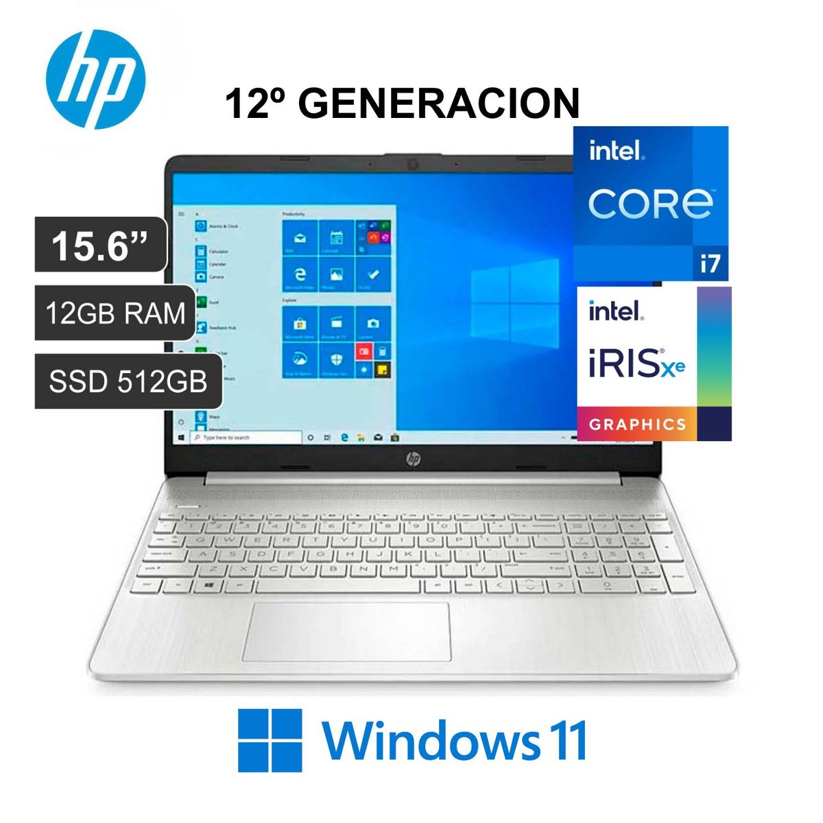 HP - Laptop HP 15,6" Intel Corei7 - 12ºva Gene. ( 1255U ) Ram 12GB  /  SSD 512GB - 15-DY5010LA