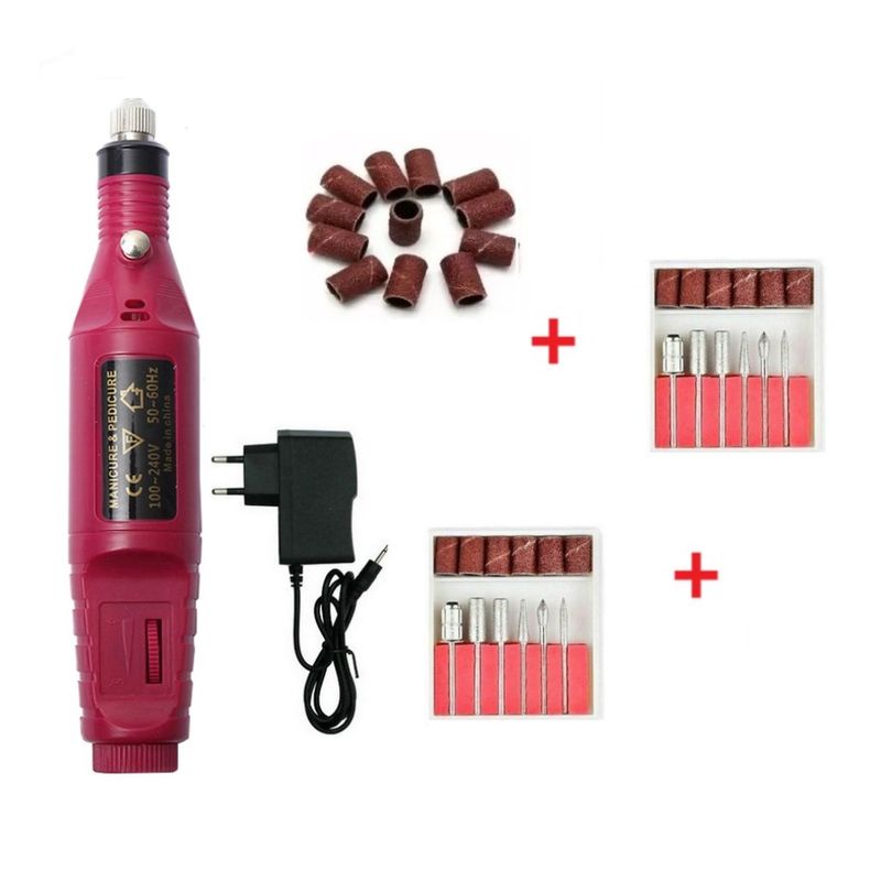 GENERICO - Pulidor de uñas eléctrico + set de brocas + 10 lijas