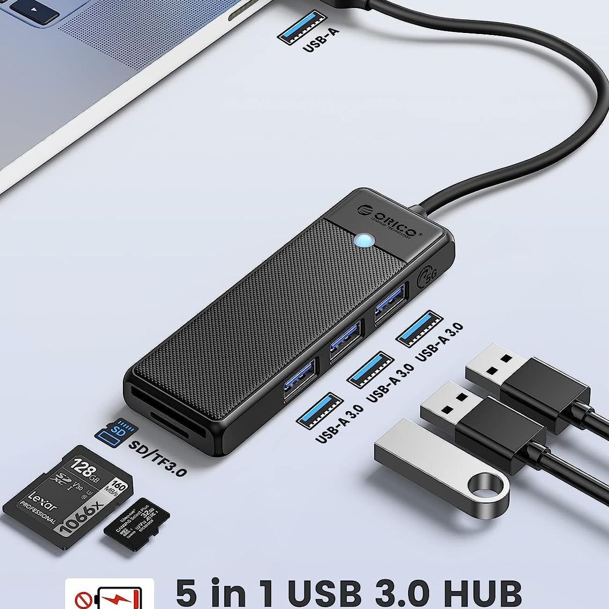 ORICO - Hub Usb 3.0 de 3 Puertos + Sd/Tf Orico Mod. Papw3At