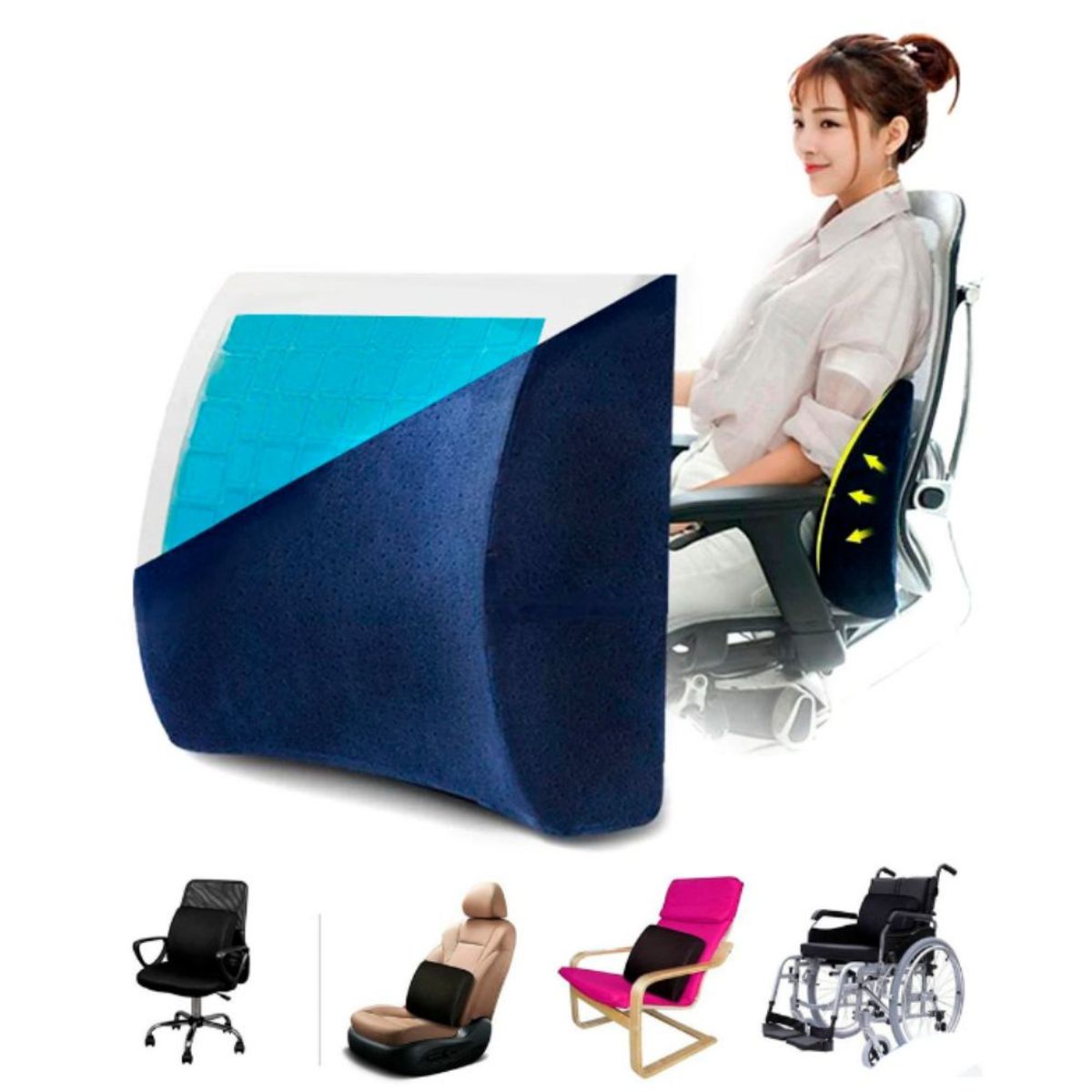 GENERICO - Cojín Mejora Postura Viscoelastico Alivia Dolor Lumbar