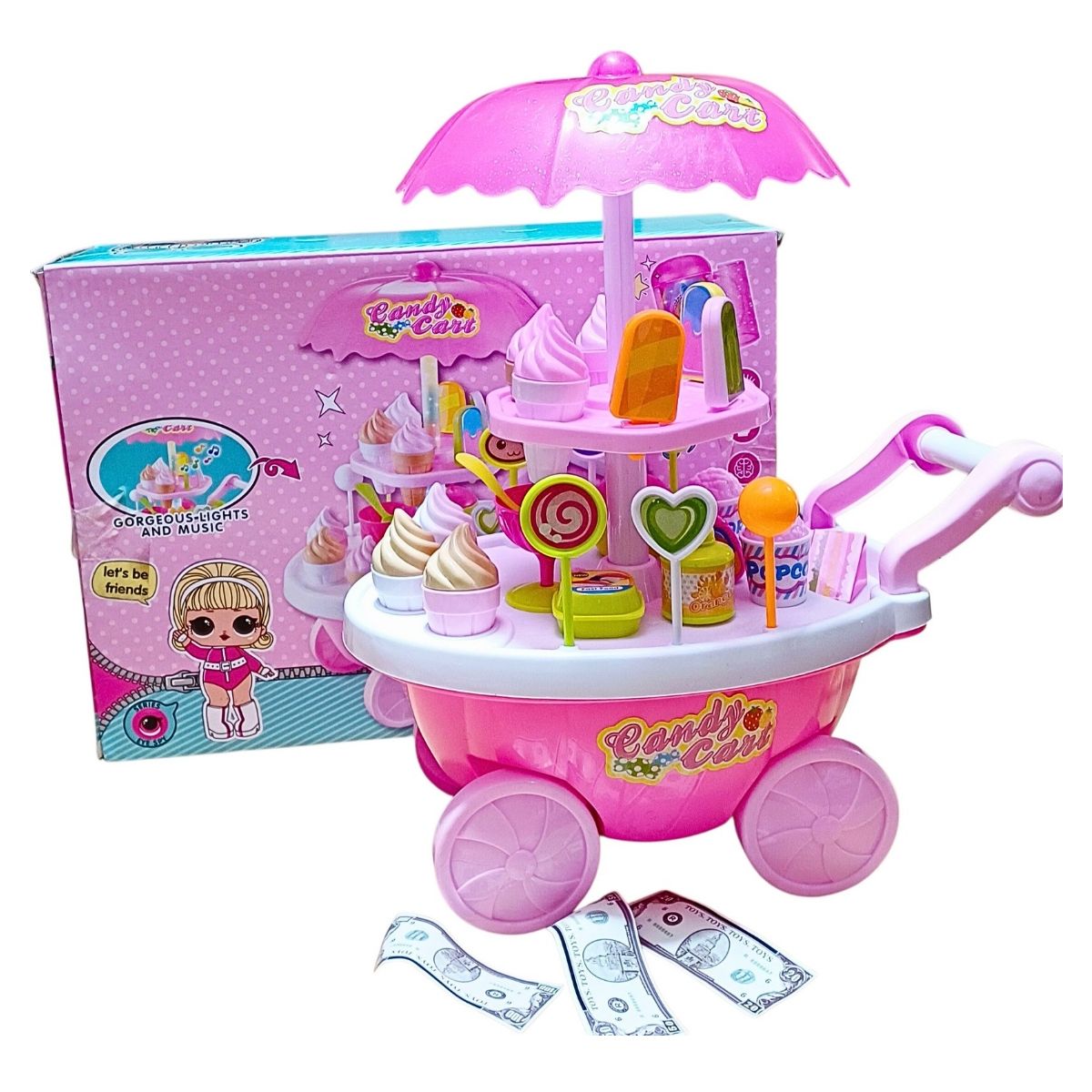 GENERICO - JUGUETE CARRITO HELADERO MUSICAL CON LUCES 32 PIEZAS