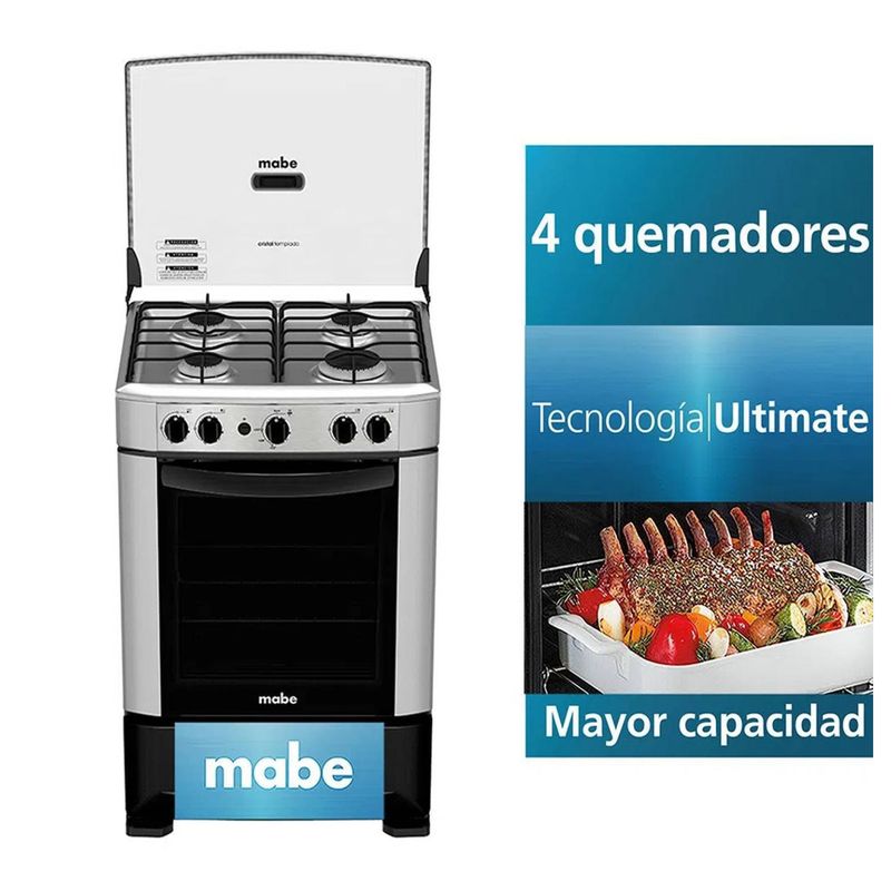 MABE - Cocina Mabe CMP6014AG0 con 4 hornillas Encendido eléctrico Gris