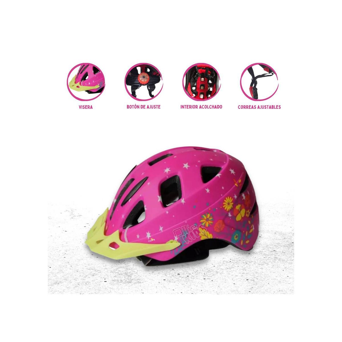 OLLIE - Casco Protector Regulable Para Niño »AERODINAMICO» Fucsia