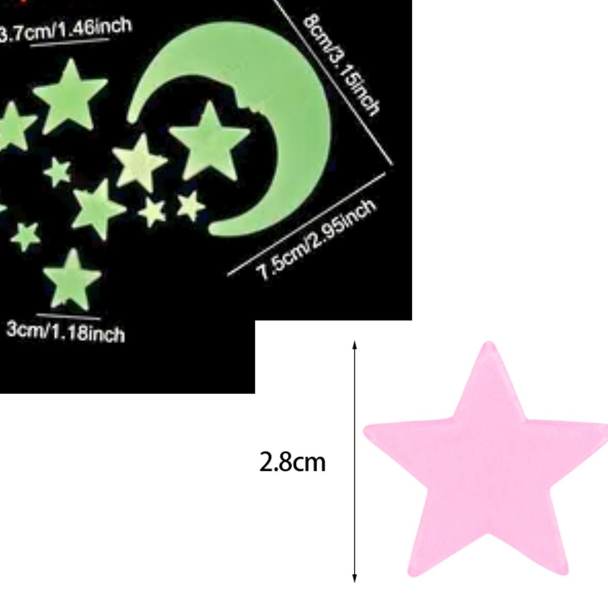 GENERICO - Pegatinas de pared que brillan en la oscuridad estrellas 3D