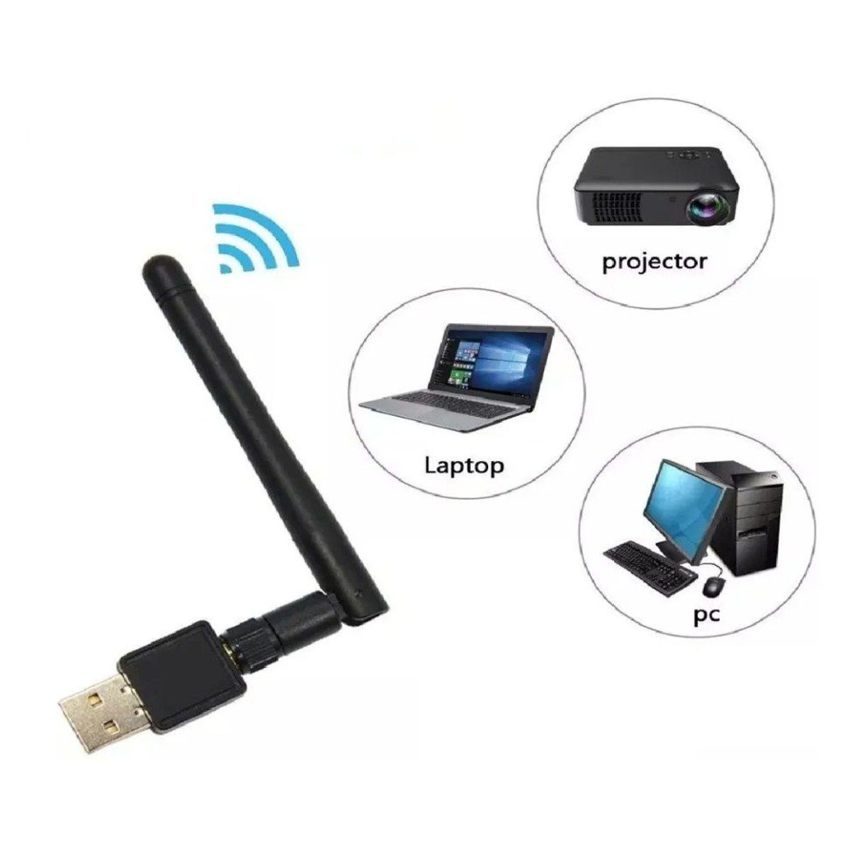GENERICO - Antena Adaptador Wifi Lan Mini Usb 1200mbps 2.0 Wireless Negro