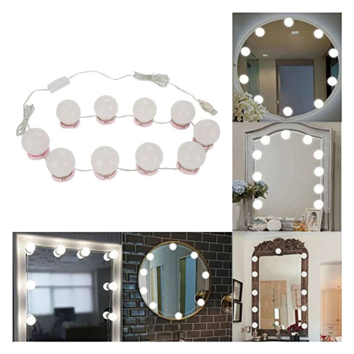 OEM - Luces LED para Espejo de Tocador Maquillaje con 10 Focos