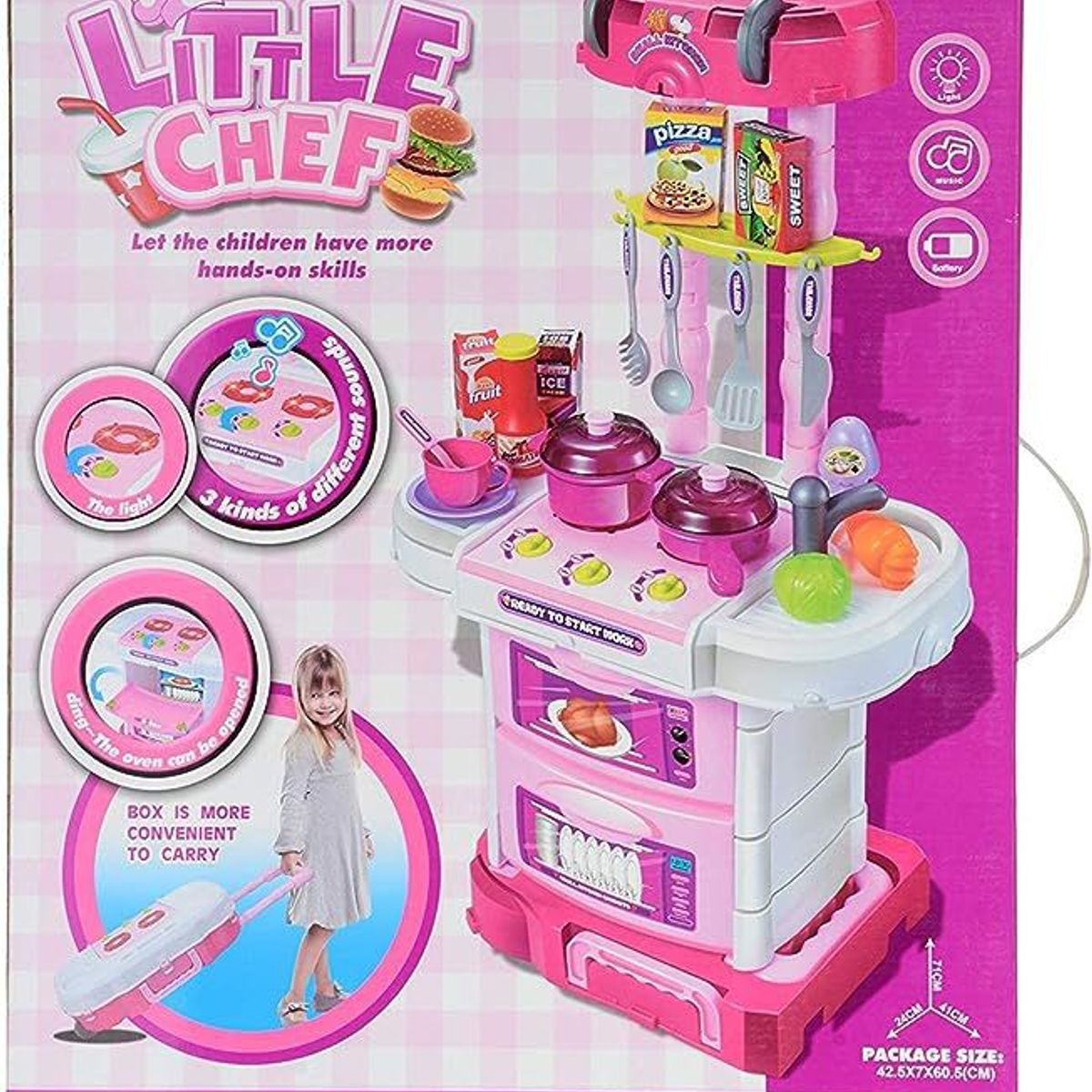 WANDERLONG - 3en1 Little Chef Pequeño Gourmet Playset Niños Juguetes Rosa