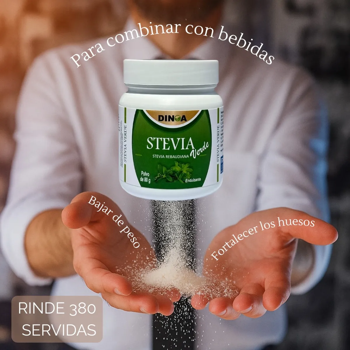 DINOA - Stevia Verde Polvo 80gr Dinoa- Endulzante Natural -Antioxidantes