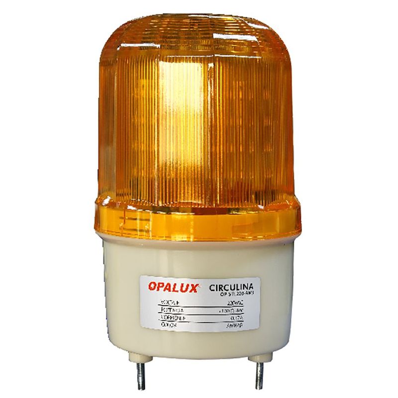 OPALUX - Circulina LED STROBOscopica 220 VAC - Color Ambar con Sonido - OPALUX