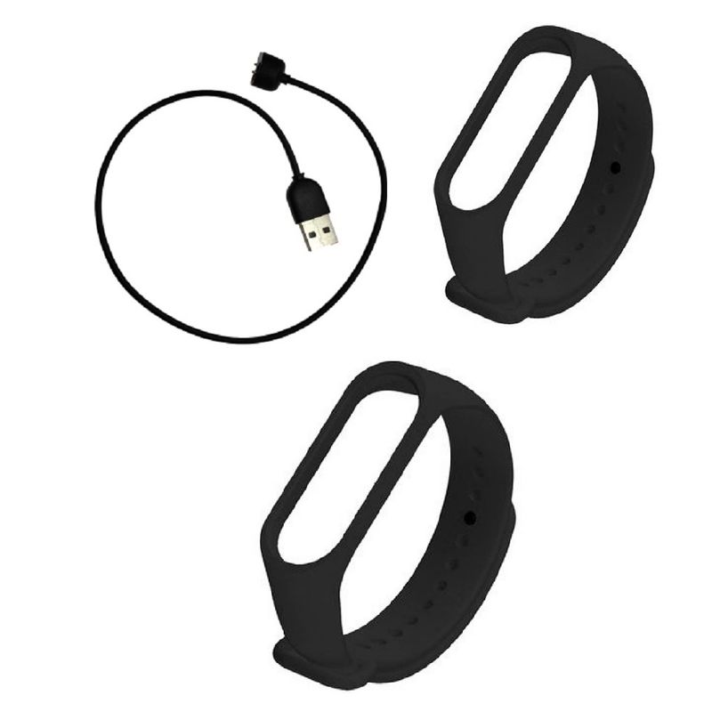 GENERICO - Cargador + 2 correas Para Xiaomi Mi Band 5, 6, 7