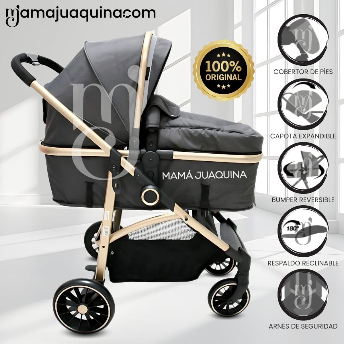 EBABY - Coche Cuna Moisés de Lujo «CARRI DELUXE» Black