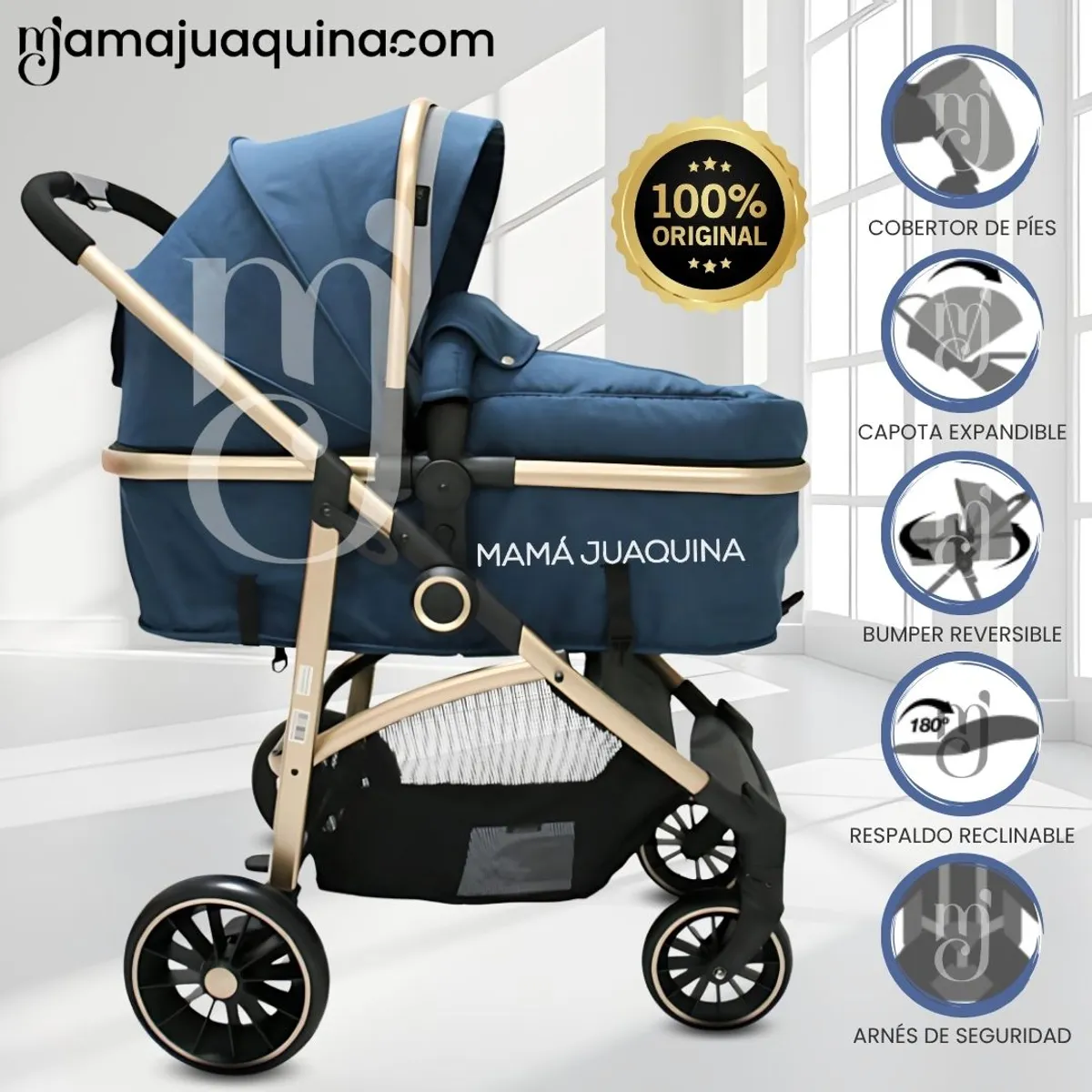 EBABY - Coche Cuna Moisés de Lujo «CARRI DELUXE» Blue