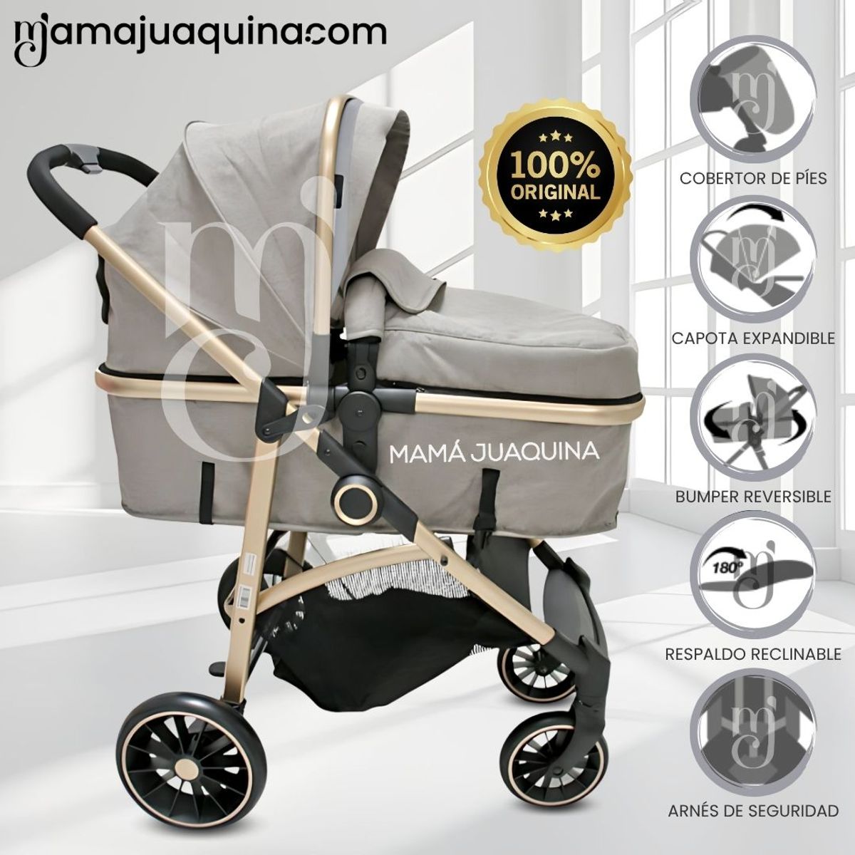 EBABY - Coche Cuna Moisés de Lujo «CARRI DELUXE» Beige