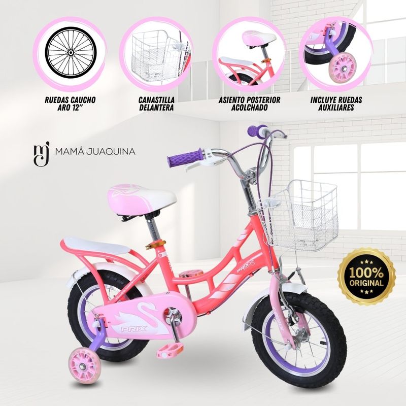 GRAND PRIX - Bicicleta Para Niña Aro 12 «PRIX DELUXE» Fuchsia