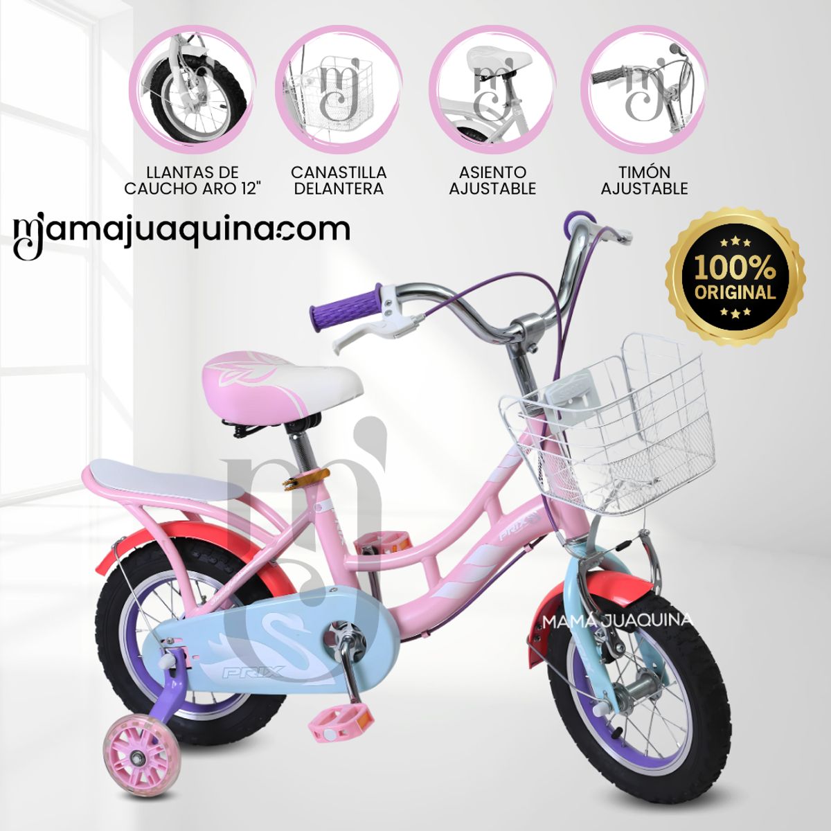 GRAND PRIX - Bicicleta Para Niña Aro 12 «PRIX DELUXE» Turquesa