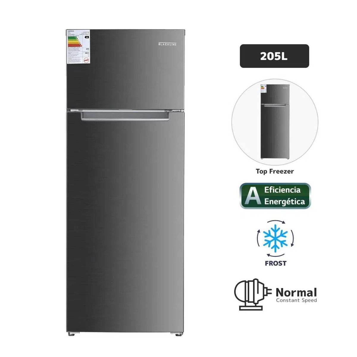 BLACKLINE - Refrigerador BLACKLINE 205Lts Frost 205L-2PN Inox