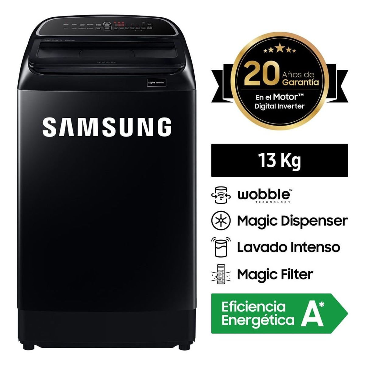 SAMSUNG - Lavadora Samsung 13Kg Digital Eco Inverter WA13T5260BV