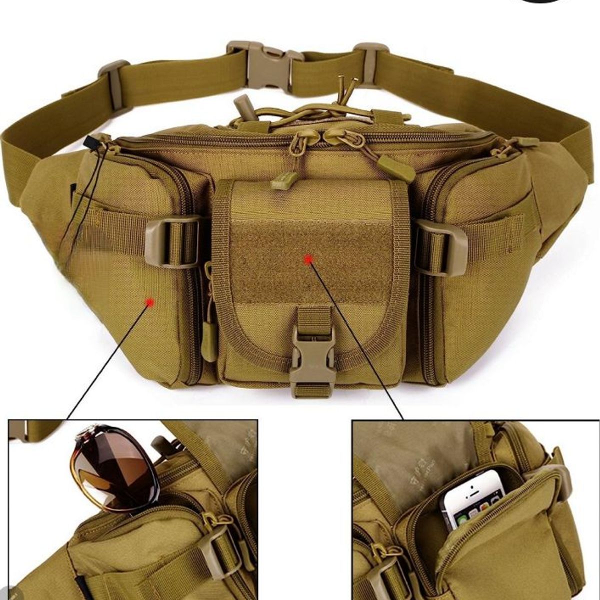 GENERICO - Canguro Impermeable Grande Múltiples Compartimientos