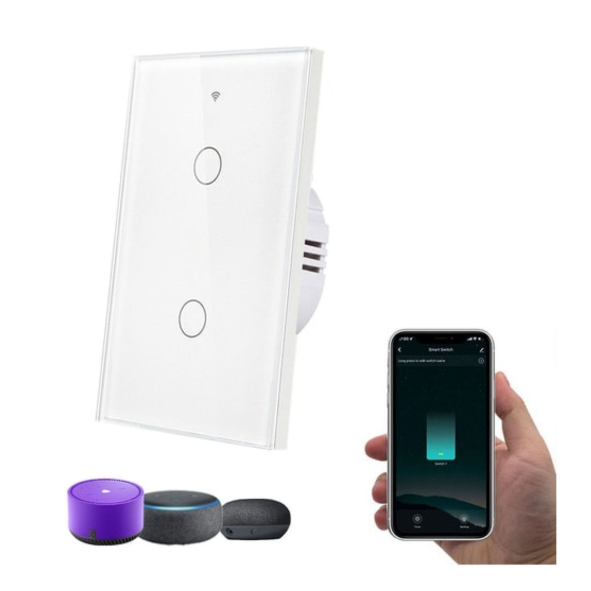 GENERICO - Interruptor Inteligente Wifi Doble Blanco