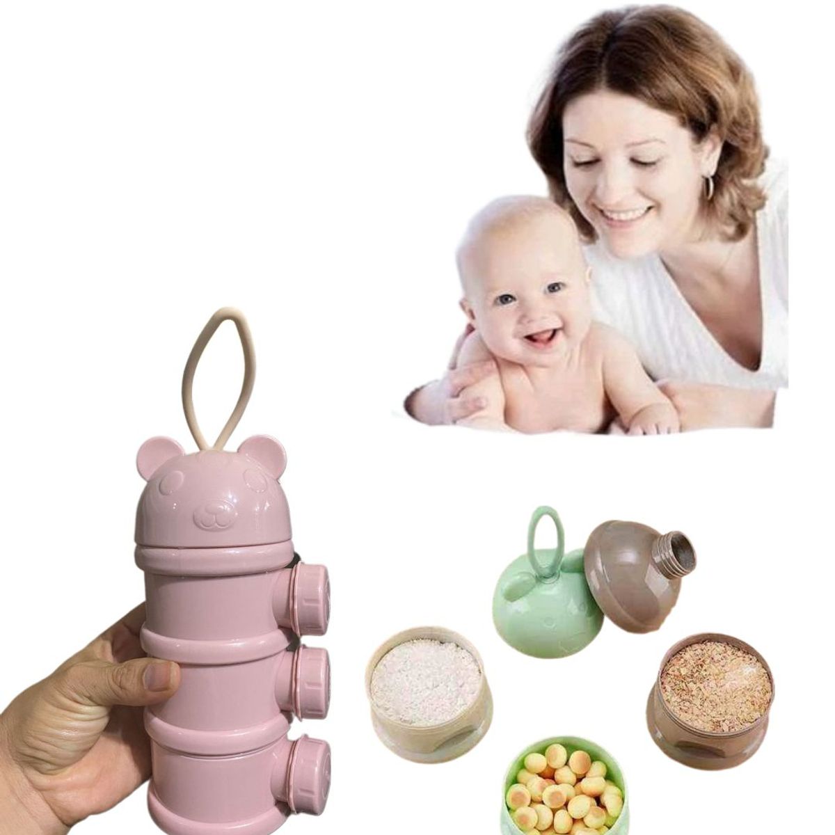 GENERICO - Dispensador Rosado torre de leche y cereales osito