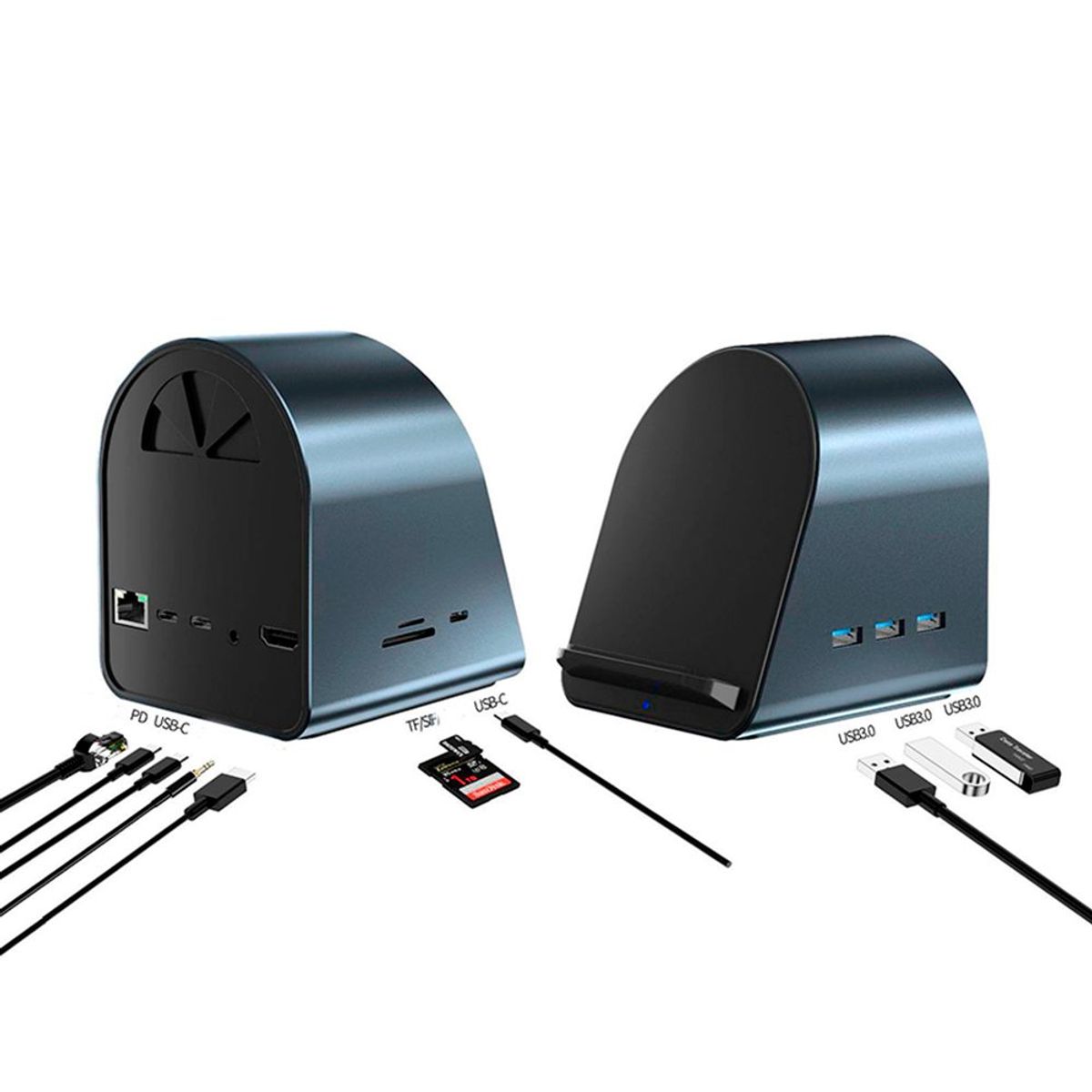 KREED - Docking Station multipuertos Tipo C con cargador inalámbrico - 10 en 1