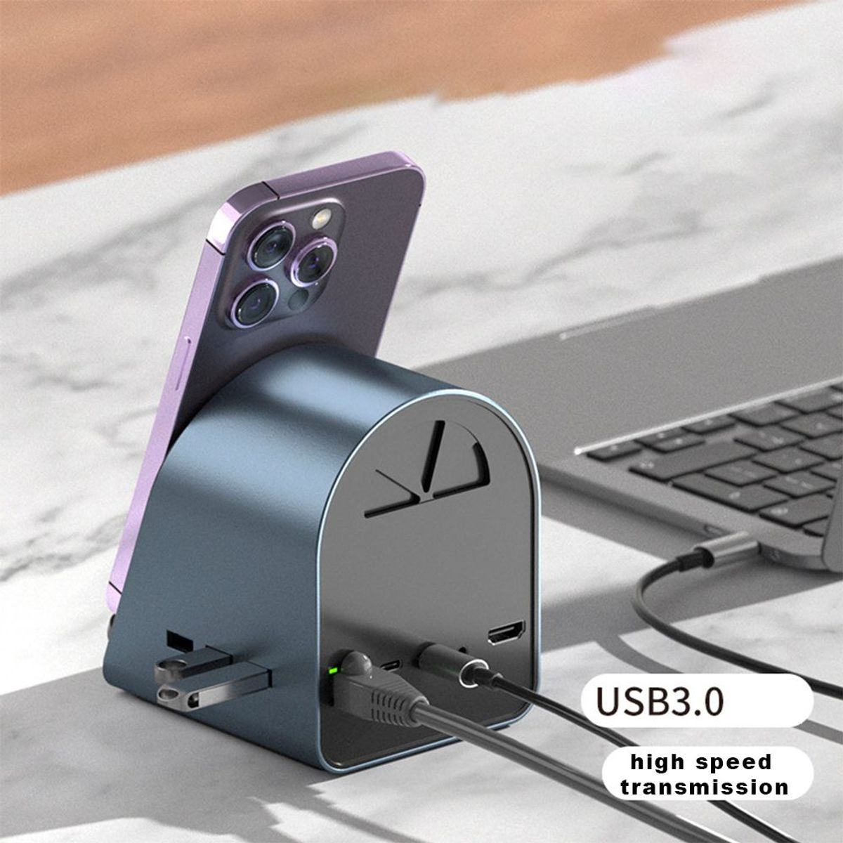 KREED - Docking Station multipuertos Tipo C con cargador inalámbrico - 10 en 1