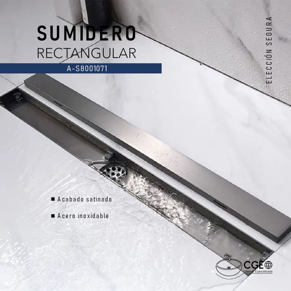XM - SUMIDERO DE ACERO RECTANGULAR DECORATIVO A-S8001071