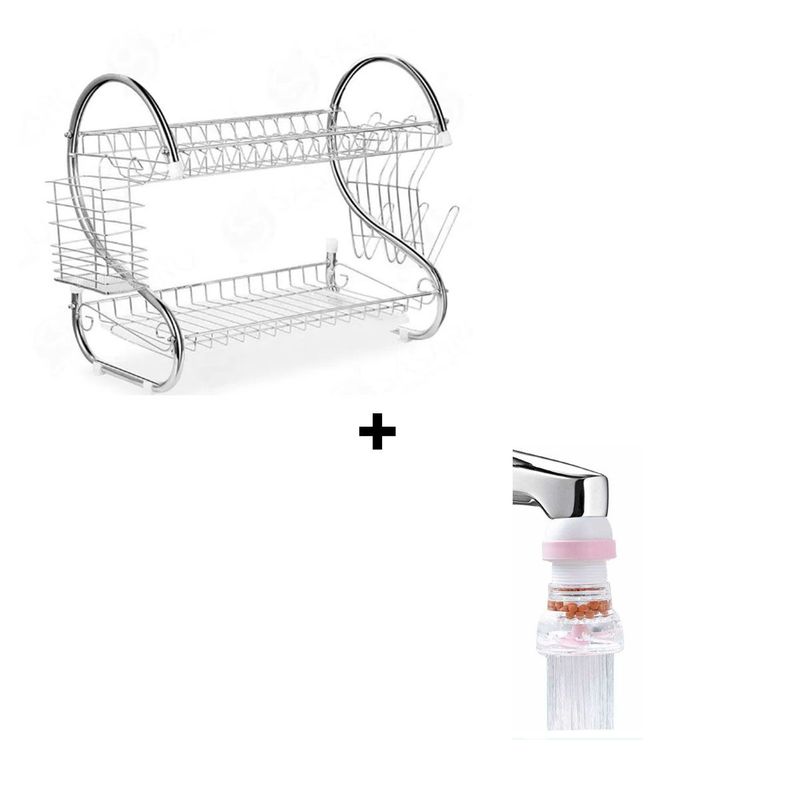 GENERICO - Escurridor de Platos 2 Niveles y Filtro Purificador de Agua para Grifo