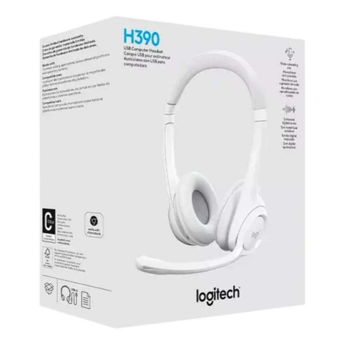 LOGITECH - Logitech H390 Audifono Usb Cancelacion De Ruido Color Blanco