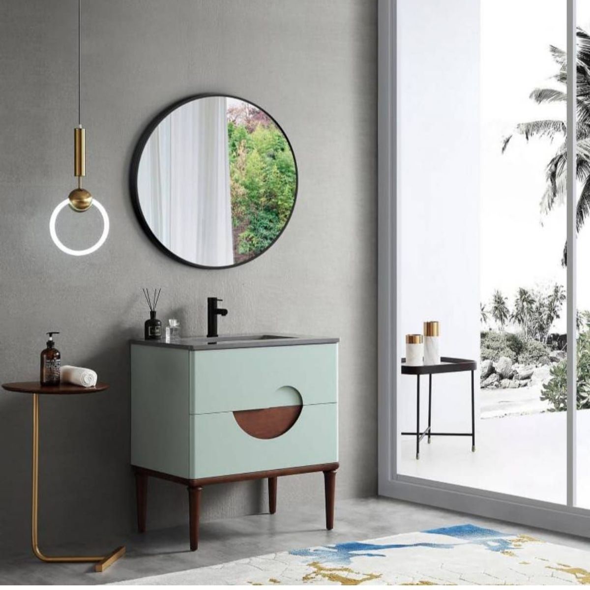 GENERICO - Espejo decorativo 60 cm con borde de metal