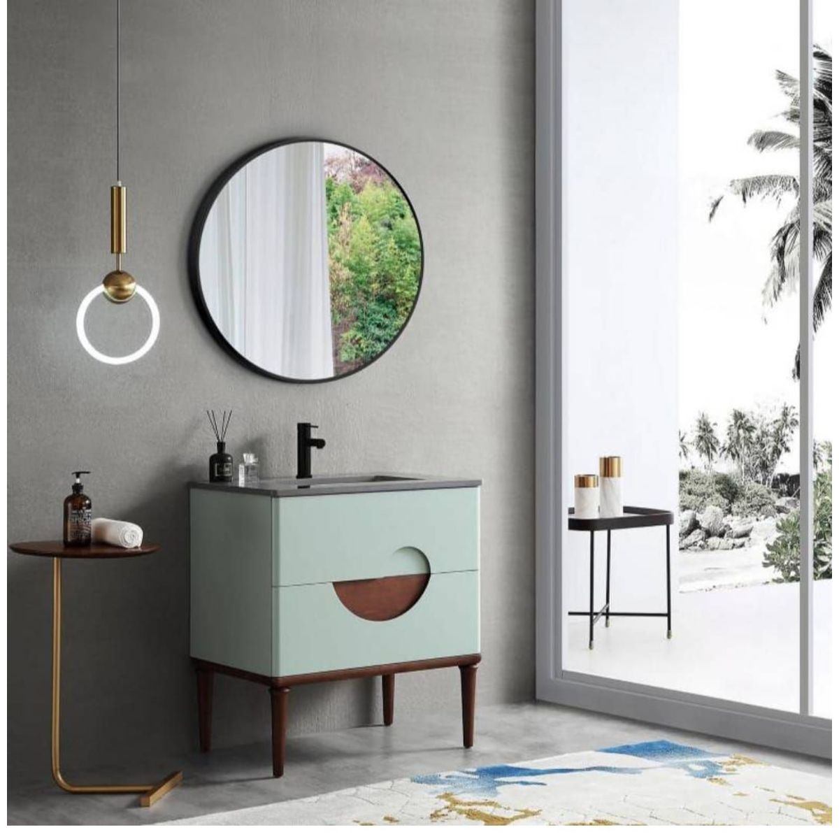 GENERICO - Espejo decorativo 60 cm con borde de metal