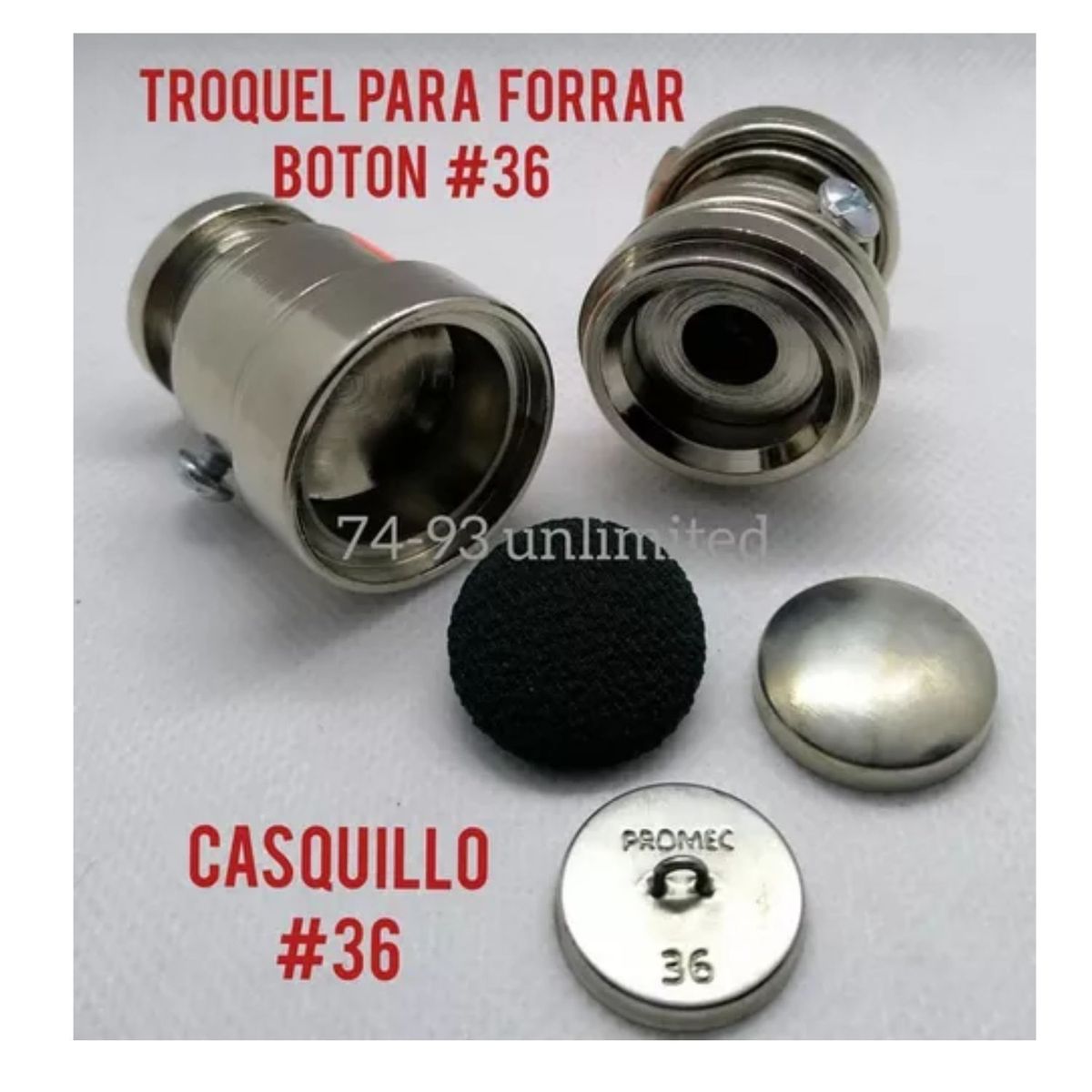 GENERICO - Kit Maq. Remachadora Con 500 Casquillo Forrar Botón Nro. 36