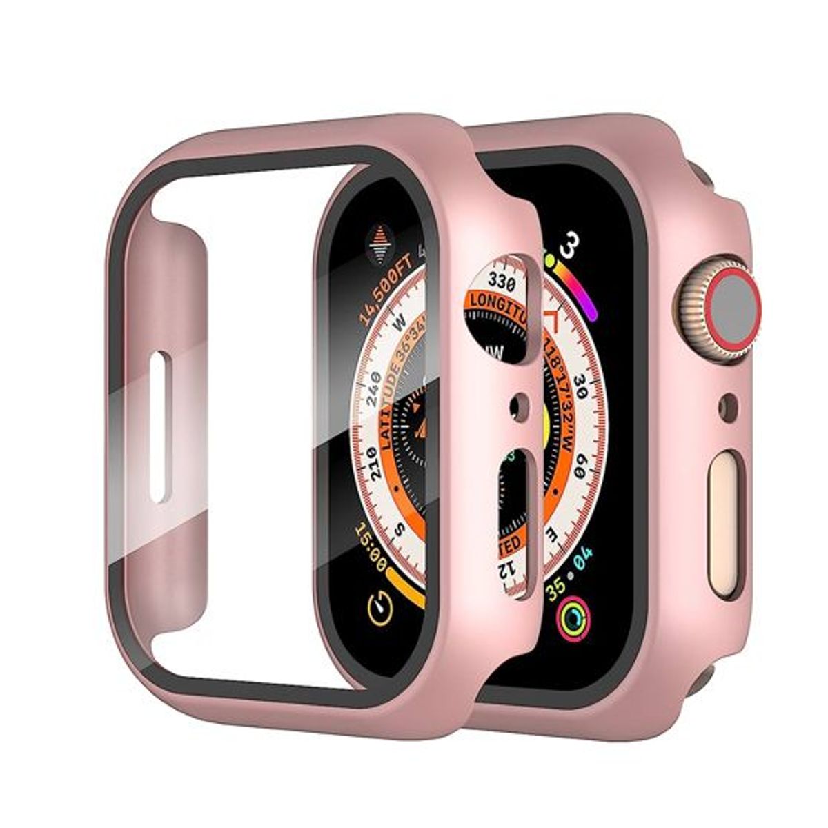 GENERICO - Case Bumper con Vidrio Incorporado para Apple Watch 42mm - Rosa