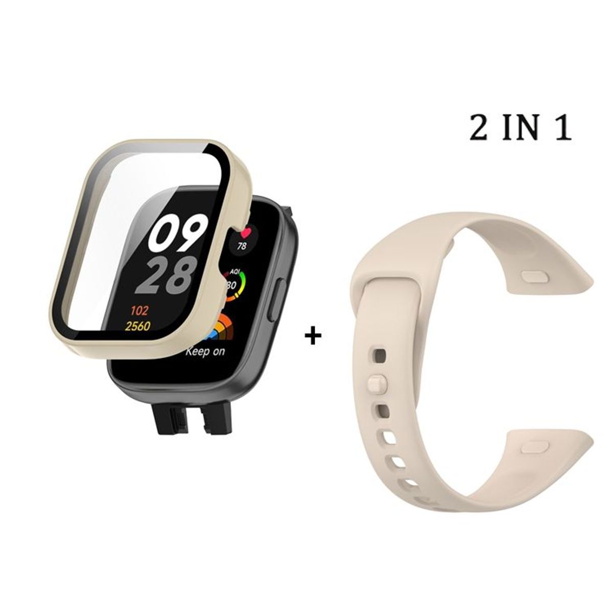 GENERICO - Bumper con Vidrio Arena + Correa para Redmi Watch 3 - Arena