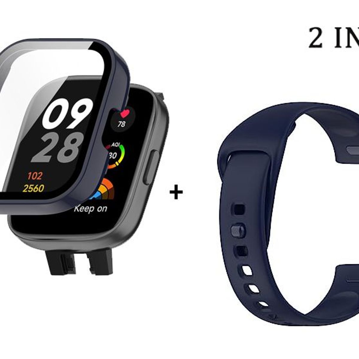 GENERICO - Bumper con Vidrio + Correa para Redmi Watch 3 - Azul