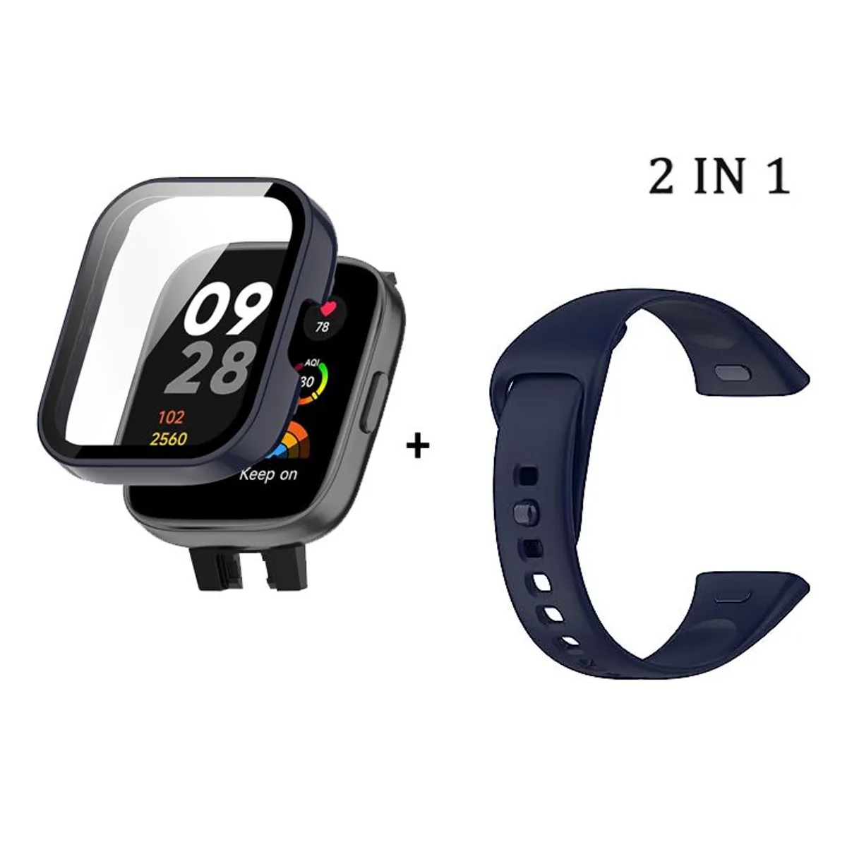 GENERICO - Bumper con Vidrio + Correa para Redmi Watch 3 - Azul
