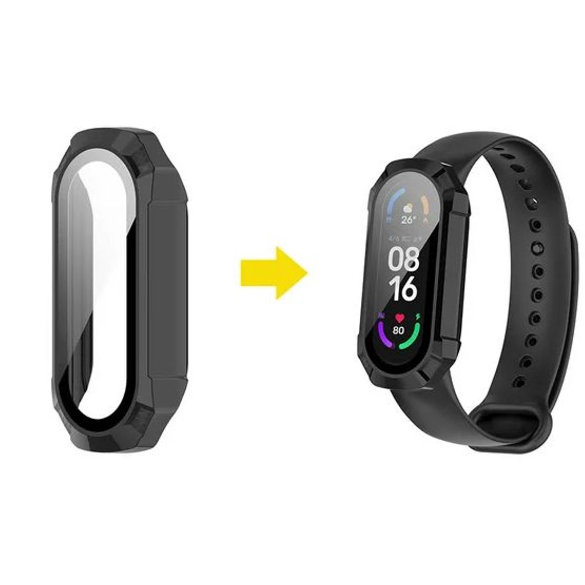 GENERICO - Case Bumper con Vidrio para Xiaomi Band 7 - Negro