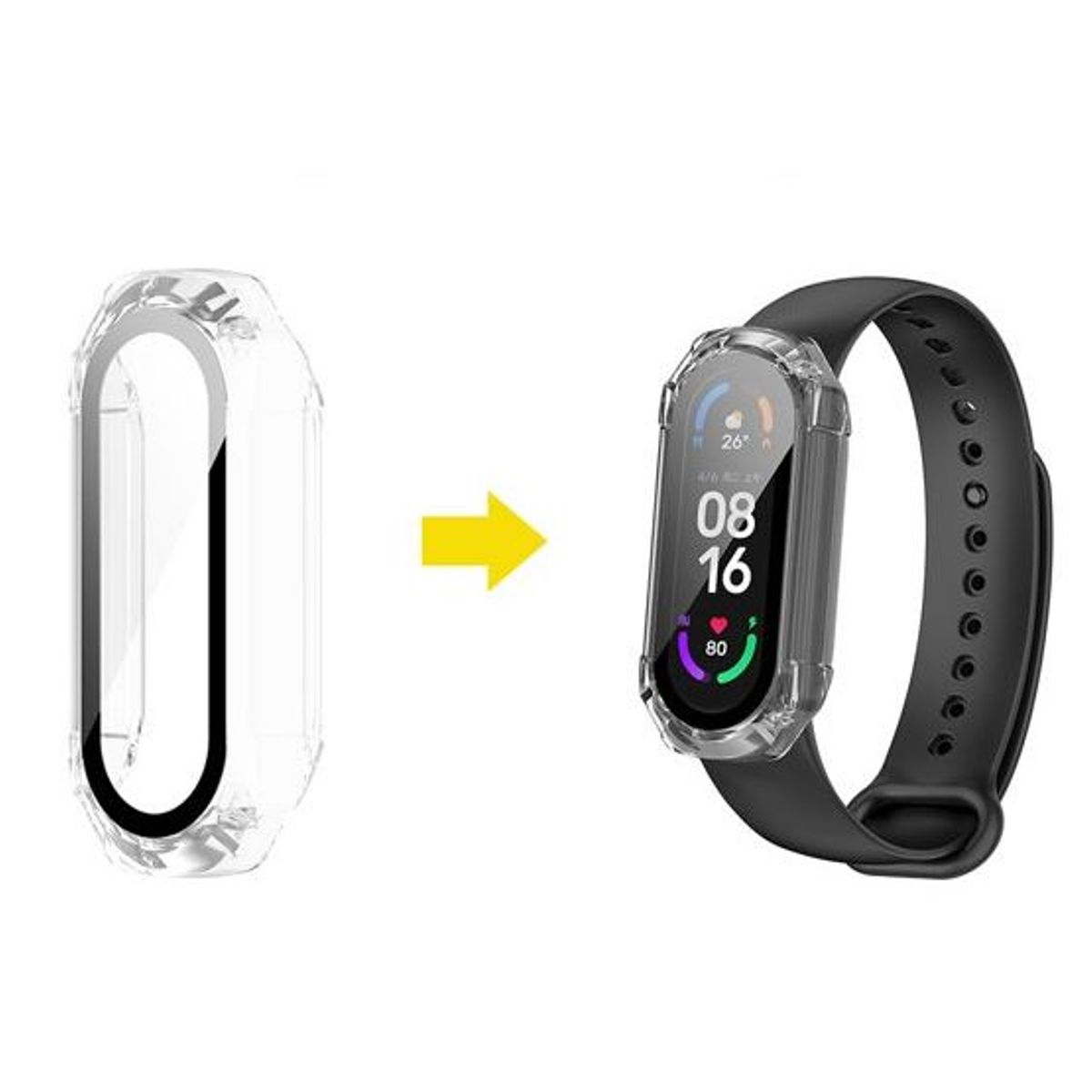 GENERICO - Case Bumper con Vidrio para Xiaomi Band 7 Transparente
