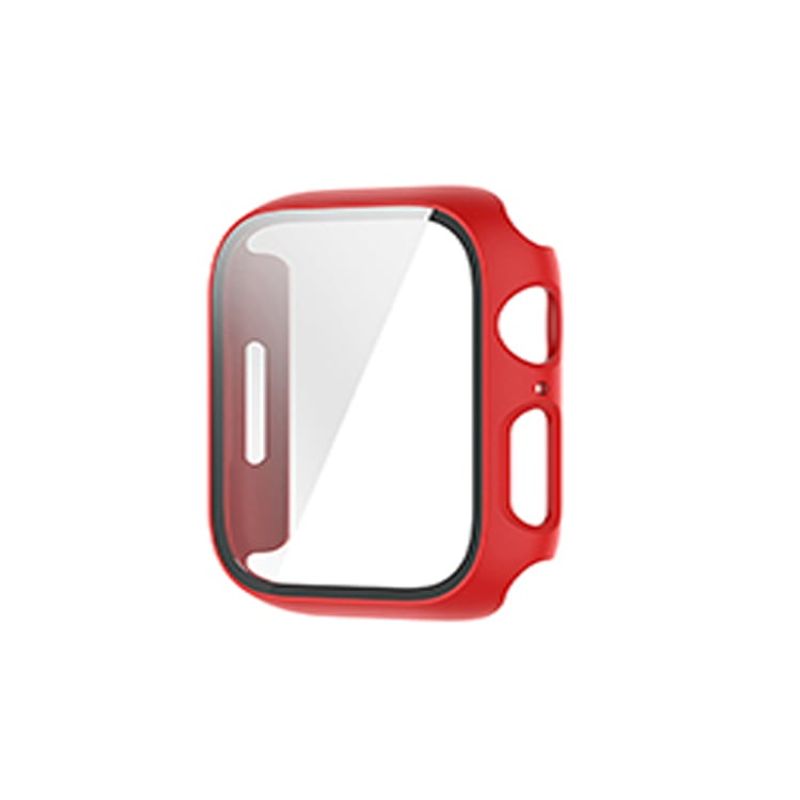 GENERICO - Case Bumper con Vidrio Incorporado para Apple Watch 44mm - Rojo
