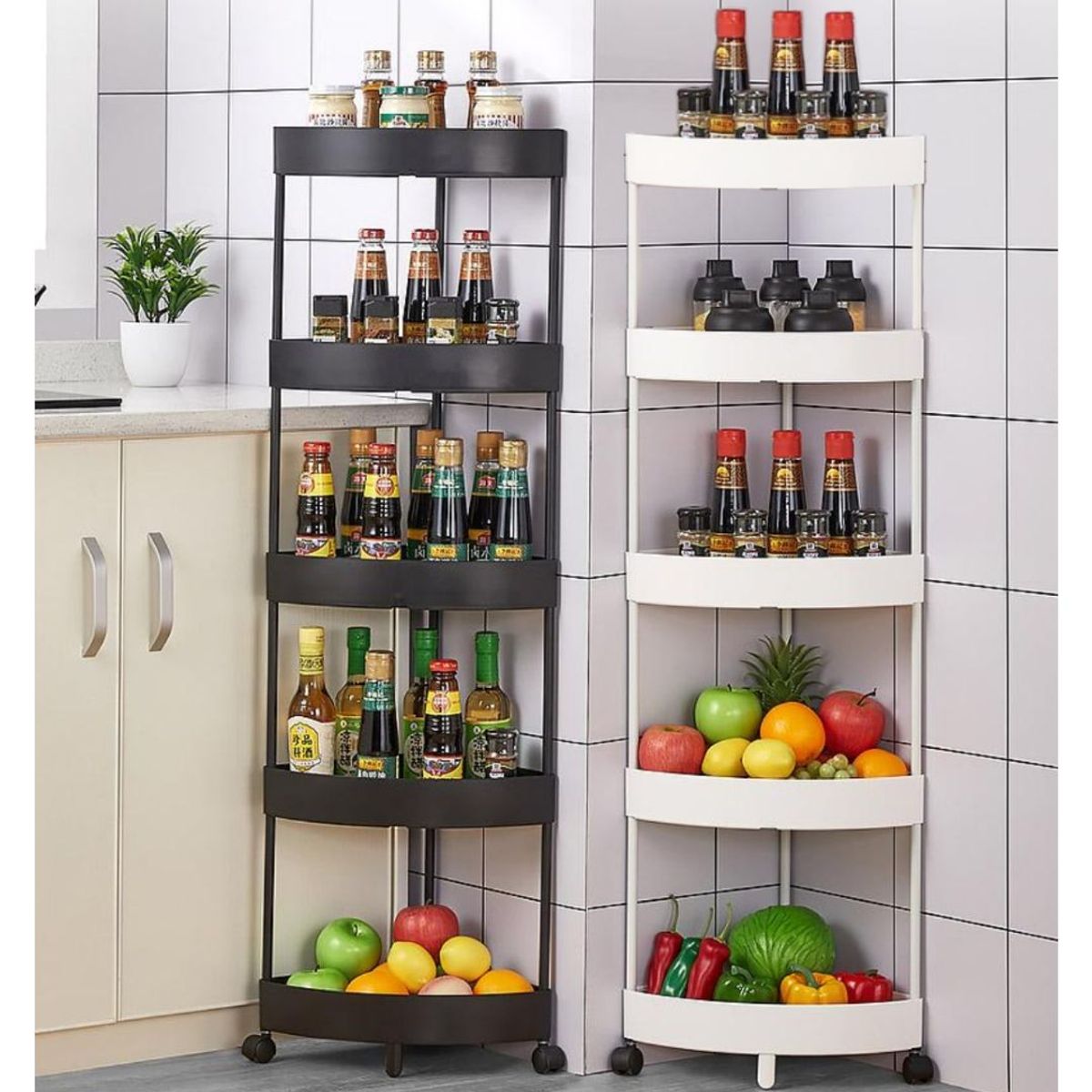 INSPIRA MARKET - Estante esquinero carrito organizador 5 niveles multiusos con ruedas